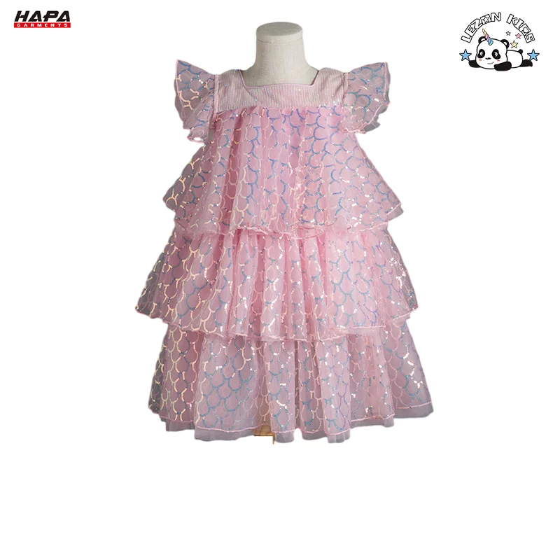 LEZONKIDS - Vestido de Princesa com Estilo Coreano Fashion Moderno e Malha Sequenciada para Meninas, Super Fada, Bolo